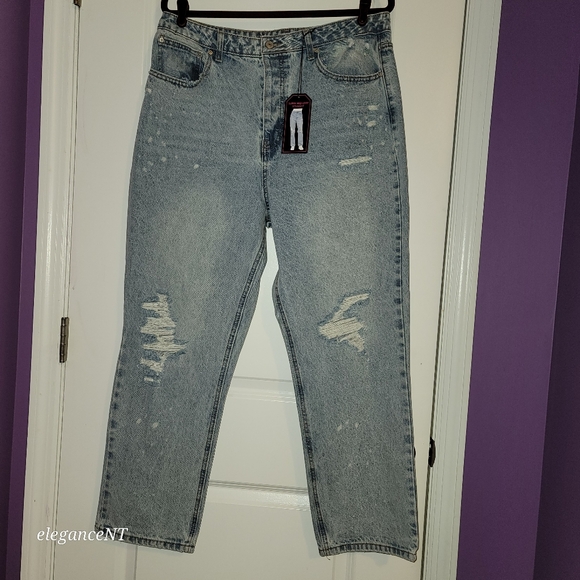 No Boundaries Super High-Rise Straight Leg Light Blue Jeans Sz: 17 - Picture 4 of 9